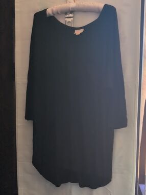 Black Long Sleeve Tunic Top 30" Length